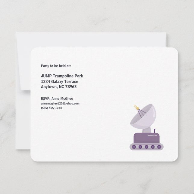 Invitation L'astronaute hors de cette fête d'anniversaire mon (Dos)