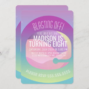 Invitation L'astronaute Ombre Planète spatiale Anniversaire N