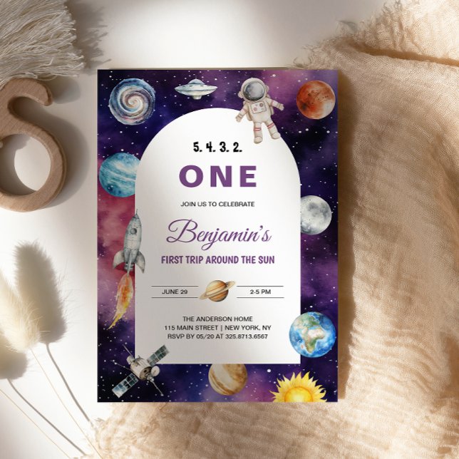 Invitation L'Astronaute Spatial Première Voyage Autour De L'A (Créateur téléchargé)