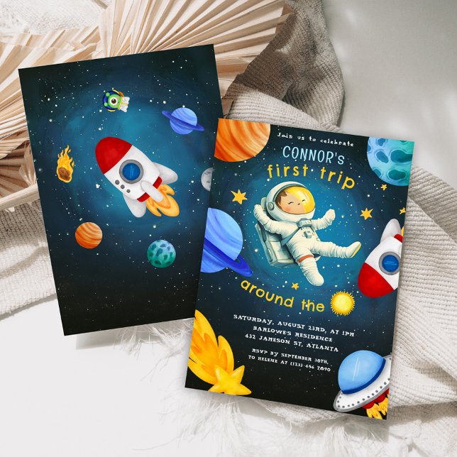 Invitation L'astronaute spatial Rocket Ship Planet Anniversai (Space Astronaut Rocket Ship Planet Kids Birthday Invitation)