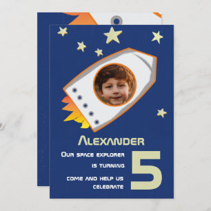 Invitation L'astronaute spatiale Boy Cute Photo Anniversaire