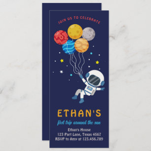 Invitation L'astronaute spatiale Boy Premier anniversaire