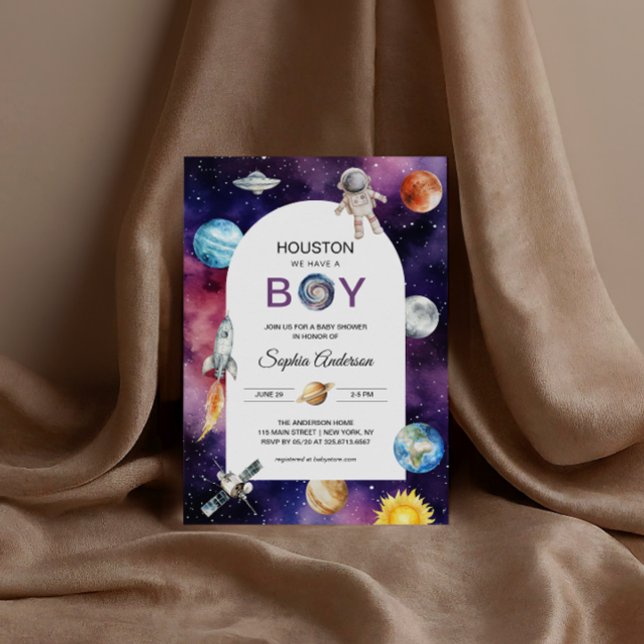 Invitation L'astronaute spatiale Houston Nous avons un Baby s (Créateur téléchargé)