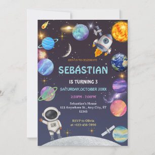 Invitation L'astronaute spatiale n'importe quel âge Anniversa