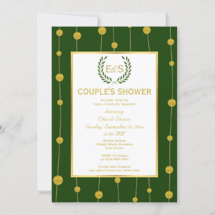 Invitation Laurel couronne feuille d'or mariage douche couple