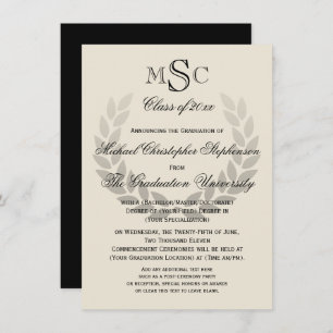 Invitation Laurel Crest Monogram Classic College Graduation I