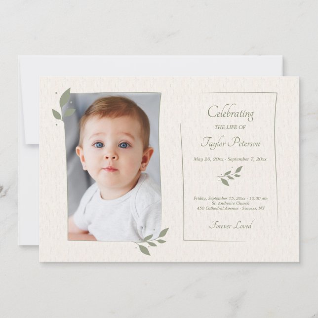Invitation Laurel Leaf Frame Celebration of Life Card (Devant)