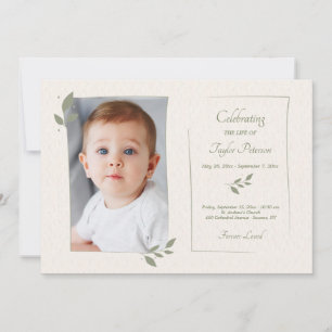 Invitation Laurel Leaf Frame Celebration of Life Card