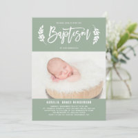 Laurel Wreath Sage Green Photo Baptême