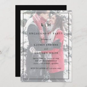 Invitation Lauren Monogram Photo Elegant Engagement Party