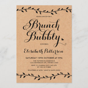 Invitation Lauriers modernes de brunch rustique et de baby