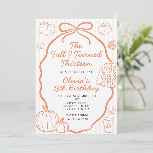 Invitation L'automne de mes treize ans 13e anniversaire (Debout devant)