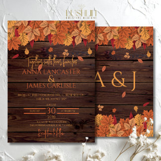 Invitation L'automne élégant laisse le mariage rustique
