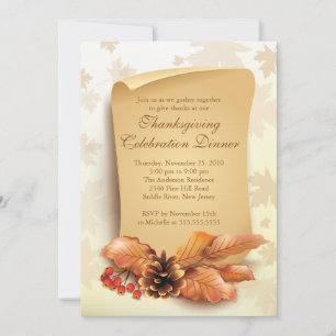 Invitation L'automne élégant quitte l'invitation de Thanksgiv
