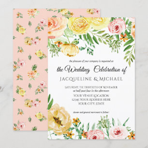 Invitation L'automne floral moderne W rougissent feuille rose