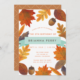 Invitation L'automne laisse le Anniversaire de enfant d'aquar