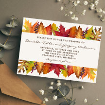 L'automne laisse l'invitation Mariage de automne
