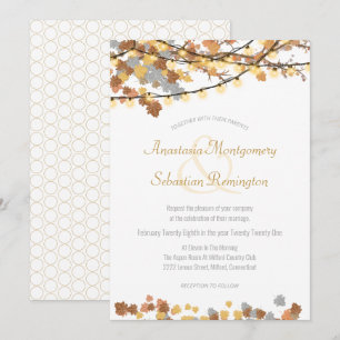 Invitation L'automne laisse Vintage lumières Cérémonie du Mar