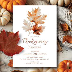 Invitation L'automne part Thanksgiving Dîner
