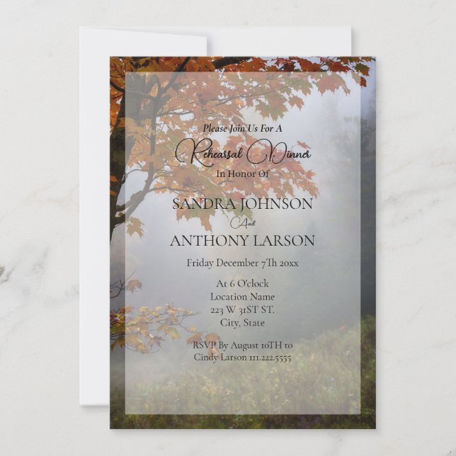 Invitation L'automne quitte Rustic Mariage Rerépétition Invit (Devant)