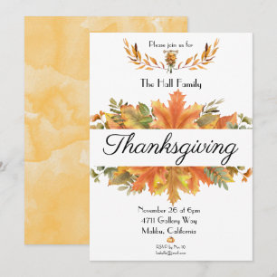 Invitation L'automne quitte Thanksgiving Gthering