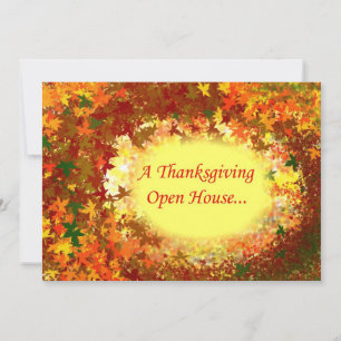 Invitation L'automne quitte Thanksgiving Open House Invitatio