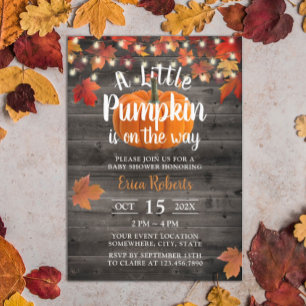 Invitation L'Automne Rustique Laisse Petit Baby shower Citrou