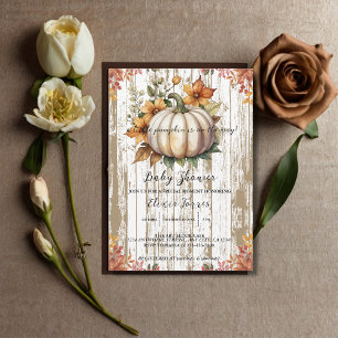 Invitation L'Automne Rustique Laisse Petit Baby shower Citrou