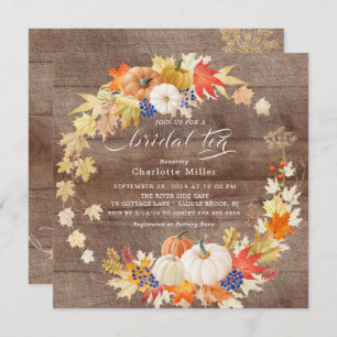 Invitation L'automne rustique quitte le thé de la nuptiale Ci