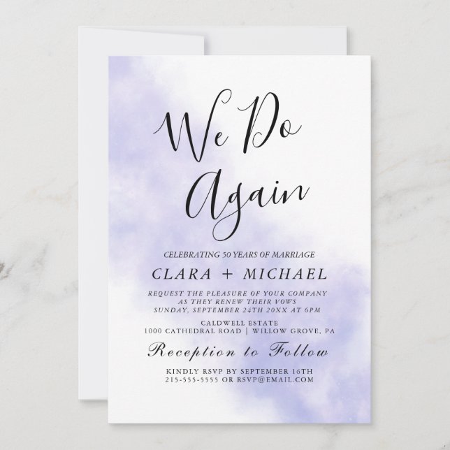 Invitation Lavage à l'aquarelle | Renouvellement de vœux "Nou (Devant)