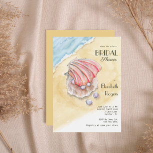 Invitation Lavage à l'eau de plage avec huîtres et perles pou