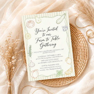 Invitation Lavage de légumes fruits doodle baby shower
