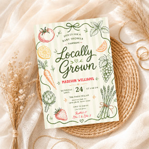Invitation Lavage de légumes fruits doodle baby shower
