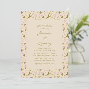 Invitation Lavage de Mariage Floral Ditsy Rose Vert Olive