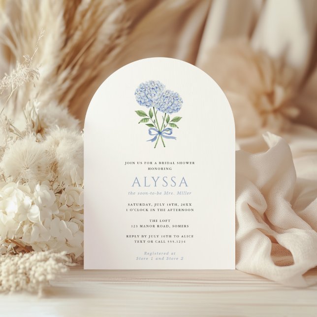 Invitation Lavage de mariée Hydrangea Bleue, Bouquet & Arche  (Créateur téléchargé)