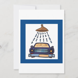 Invitation Lavage de voiture bleu dessin animé Détails de voi