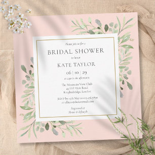 Invitation Lavage Élégant Rose Poudré pour Fête de Mariée