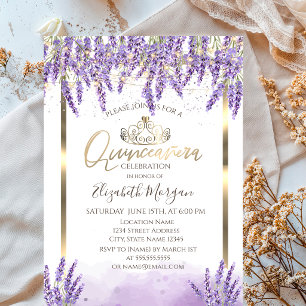 Invitation Lavanda à l'aquarelle,Guirlandes lumineuses Quince