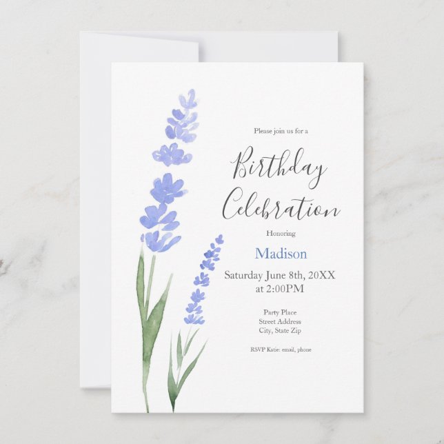 Invitation Lavande aquarelle (Devant)