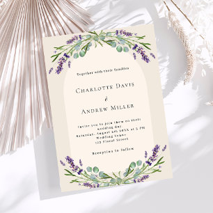 Invitation Lavande beige fleurie mariage de luxe