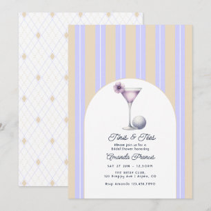 Invitation Lavande Beige Martini de Golf Mariage Champêtre Él