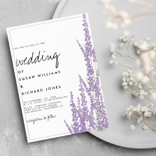 Invitation Lavande blanc manuscrit mariage floral