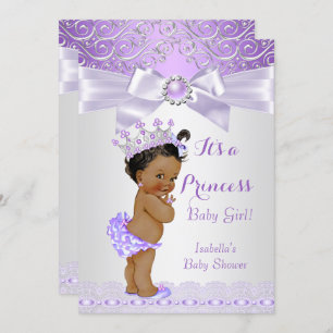 Invitation Lavande blanche Lilac Princesse Baby shower ethniq