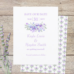 Invitation Lavande, Bleu clair Bouquet Mariage Enregistrer la