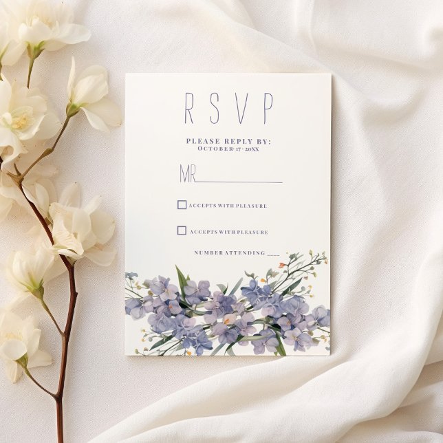 Invitation Lavande bleu menthe fleur sauvage RSVP (Lavender blue pink mint wildflowers RSVP)