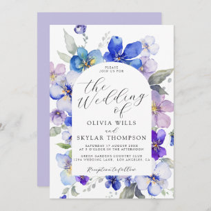 Invitation Lavande bleu violet Mariage de fleurs de marine Ma