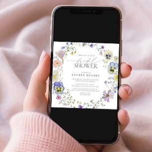 Invitation Lavande Bleue vintage Pressée Douche Fleur sauvage