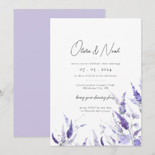 Invitation Lavande Botanique Élégant Mariage floral Pastel
