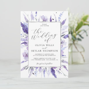 Invitation Lavande Botanique Lilac Mariage Floral Argent