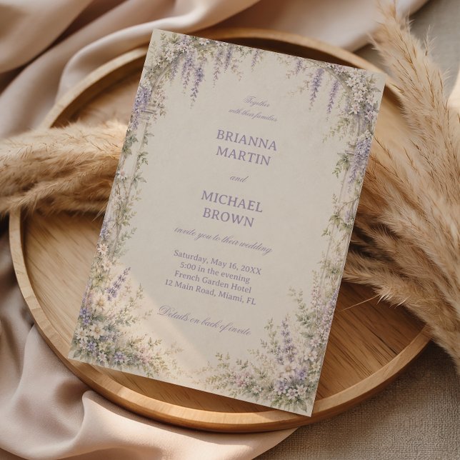 Invitation Lavande Botanique Vintage (Créateur téléchargé)